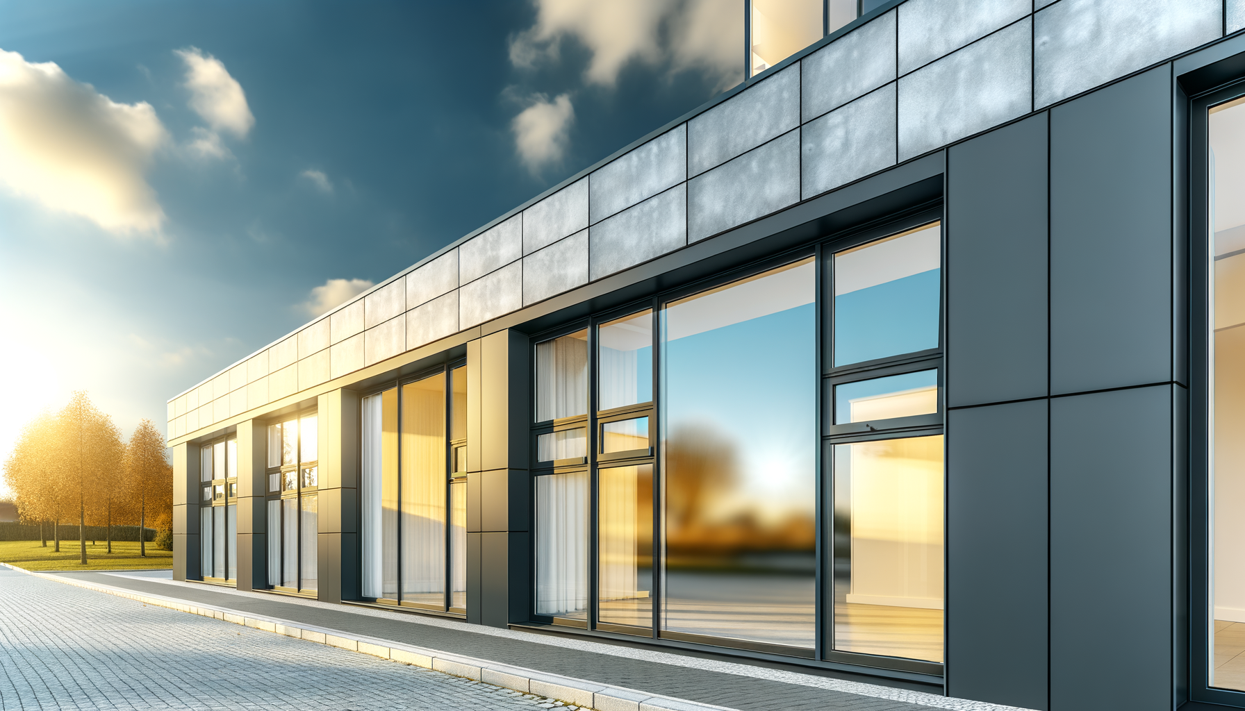 Arquitectura moderna con ventanas de aluminio